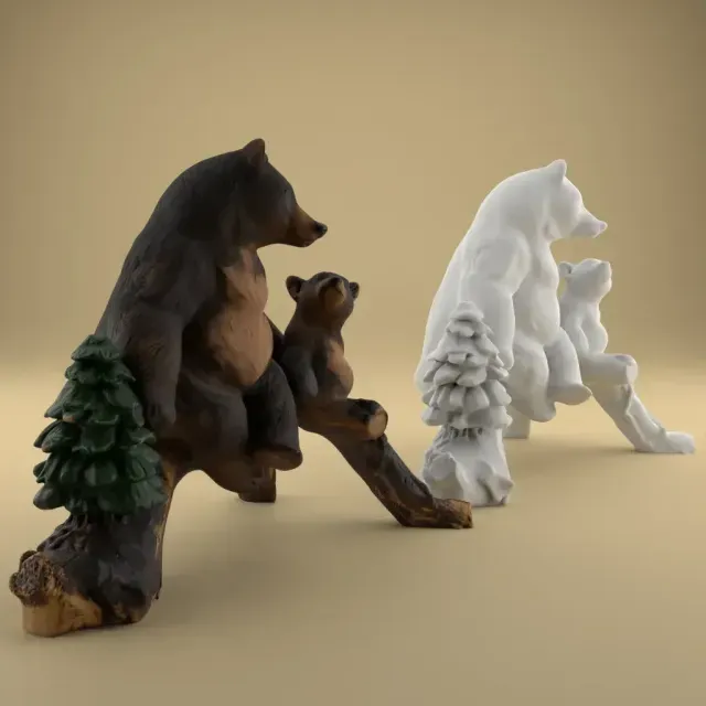 Bear Mom and Baby on Tree STL – Cute 3D Gift for Mother — Фото 4 из 9