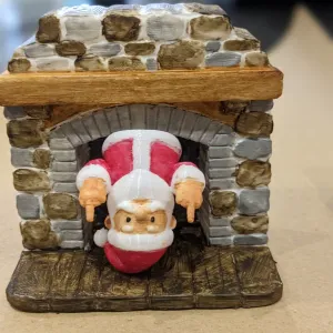 Middle Finger Santa Coming out of a Chimney