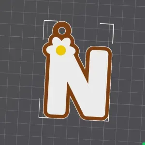 N capital letter flower keychain
