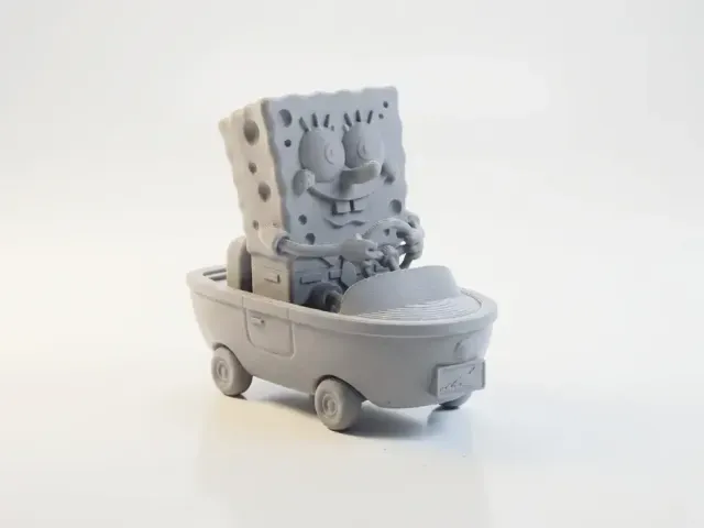 SpongeBob Driving Car Figurine Cartoon 3D Printable
