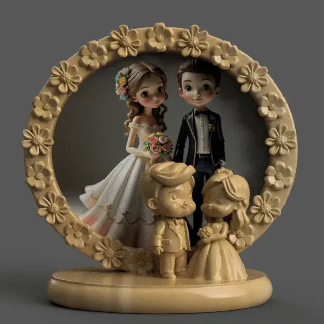 Wedding Couple 3D Photo Frame – Romantic STL for Printing — Фото 2 из 8