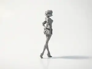 Lady Short Dress Figurine Female Figure 3D Printable