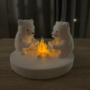 Cute Bears by the Campfire