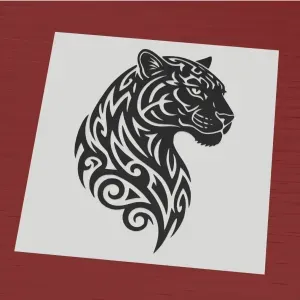 Tribal tiger head black white design