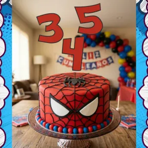 Number Cake Topper and Spiderman Figure 3-5