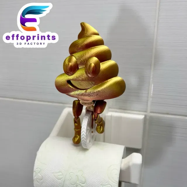 Poop Emoji Riding On Toilet Paper Hanger Gadget — Фото 2 из 9