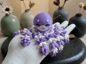Flexi Fluffy Octopus - Articulated Toy, Keychain and Magnet