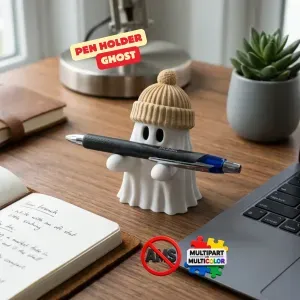 PEN HOLDER GHOST WITH BEANIE (CUTE DESK BUDDY) 👻✏️
