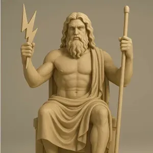 Zeus - Dios del Rayo (Escultura con relieve)