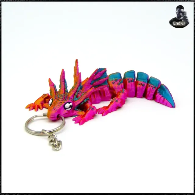 Dragon Axolotl V2 Keychain - Multicolor - Print in Place — Фото 6 из 9