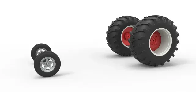 Wheel Set of Vintage Small Block Pulling Tractor Scale 1:25 — Image 2 of 9
