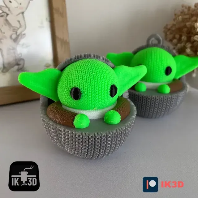 KNITTED GROGU / BABY YODA FIGURINE AND ORNAMENT - MULTI PART — Image 5 of 9