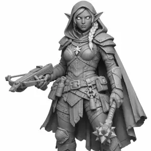 D&D Elven Drow Cleric crossbow/mace