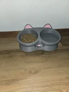 Cute Double Bowl Kitty Cat Feeder