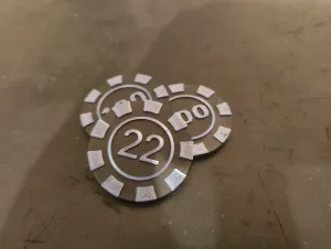 Poker chips custom numbers 7 and 22