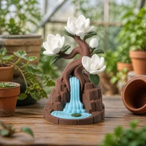 Magnolia Waterfall Bonsai - Serene Decor with Blossoms