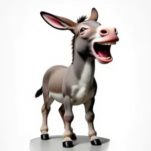 3853  Laughing Donkey 3D Printed Full-Figure Statue  humor