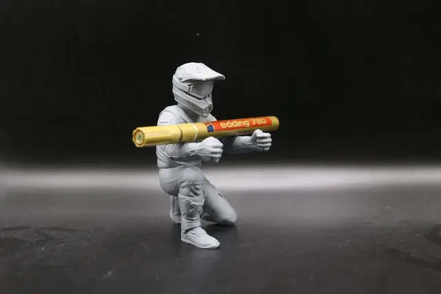 Motocross Rider Pen Holder Kneeling Figure — Image 4 of 6