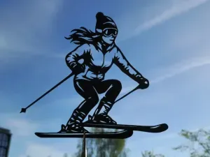 Female Skier Action 2D Wall Art