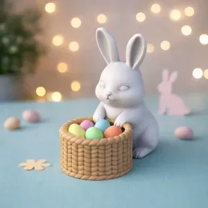 Easter Bunny Basket | Rabbit with Tufted - Woven Basket