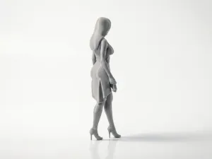 Lady Holding Dress Elegant Female Figurine 3D Printable