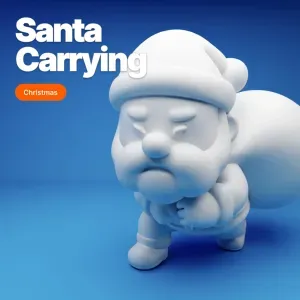 Santa Carrying a Heavy Gift Sack – Christmas 3D Printable