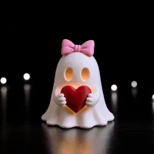 Bow Ghost Candle Holder | Heart with Coquette Bow Halloween