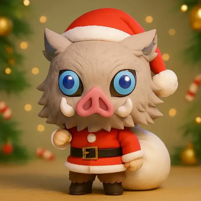 Chibi Christmas Inosuke Hashibira