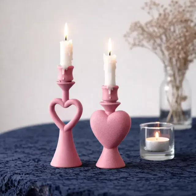 Heart Candlestick Set | Romantic Candle Holder Decoration — Image 6 of 9