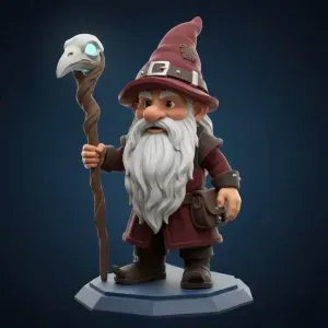 3874 Fairy Tale Gnome Color Full-Body Figurine on Base STL