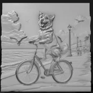 dog on a bicycle