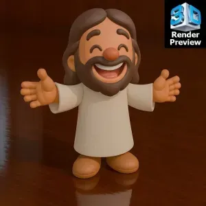 Smiling Jesus Cartoon Figurine STL