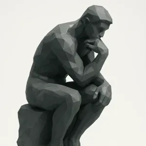 Low-Poly Düşünen Adam Heykeli