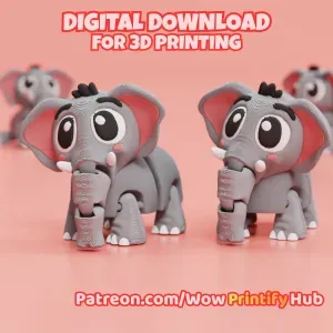 Articulated Elephant STL & 3MF – Flexi Fidget Toy