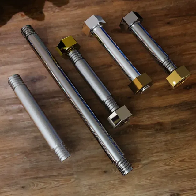 Shank bolt and nut for power transmission and hatch
