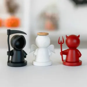 Halloween Cute Decors | Grim Reaper, Angel & Devil Figurines
