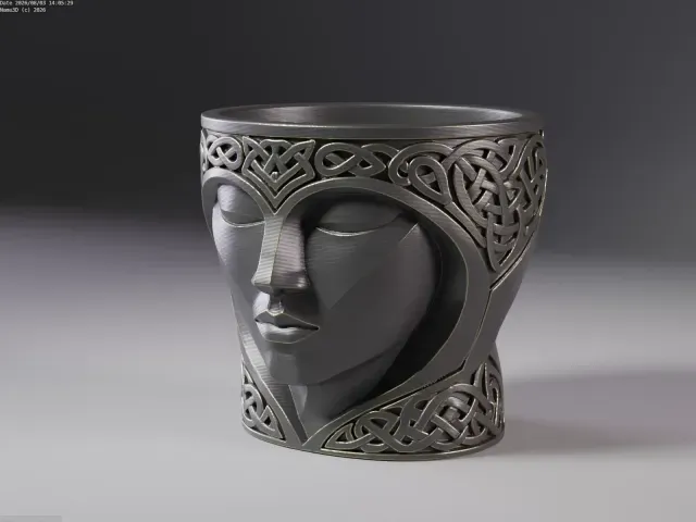 Celtic Face Planter / Decorative Vase with Ornamental Patter — Image 3 of 7