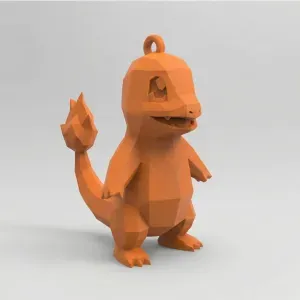 Low Poly Charmander Keychain | #02