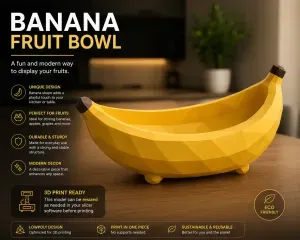 Banana Fruit Bowl Low Poly