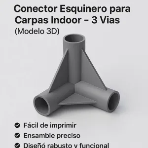 conector Esquinero para Carpas Indoor – 3 Vías (Modelo 3D)