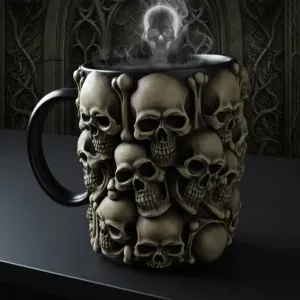 MUG WITH SKULLS.