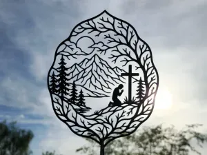 Prayer Mountain Cross 2D Wall Art