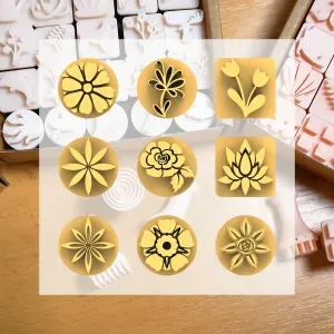 Ceramic Clay Stamp Set – Flower Shapes (9 Stamps, 20 mm)