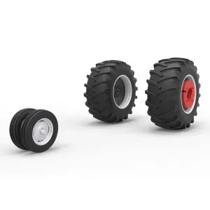 Wheel Set for Vintage Small Block Pulling Tractor V2 1:25