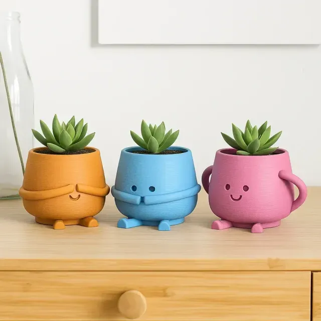Happy Face Planter - Pot Set, See Hear Speak No Evil Themed — Фото 6 из 9
