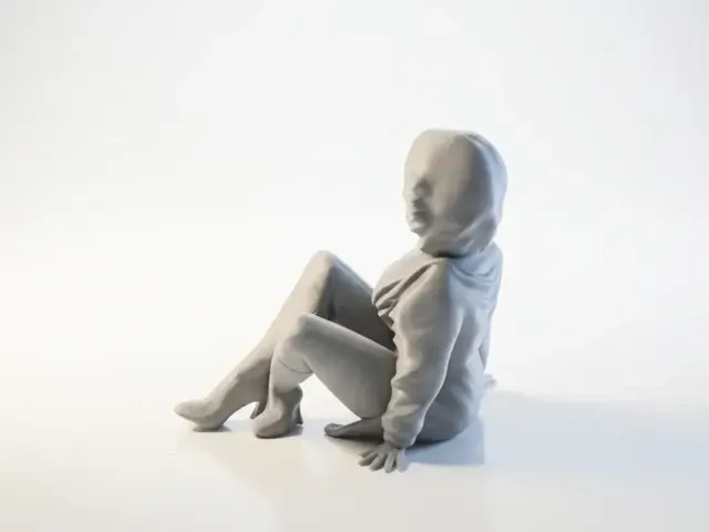 Seated Female Figure Sculpture 3D Printable — Image 2 of 4