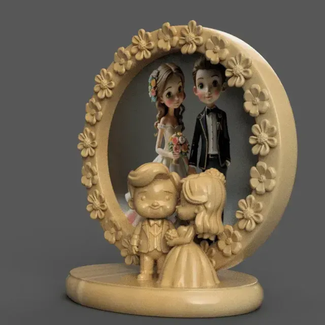 Wedding Couple 3D Photo Frame – Romantic STL for Printing — Фото 3 из 8