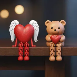 Valentine’s Day Flexi Set | 2 pcs Articulated Heart & Bear