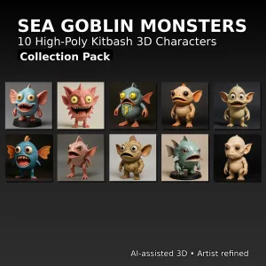 Sea Goblin Monsters – 10 High-Poly Kitbash Creature Pack