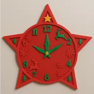 Christmas Star Wall Clock – 3D Printed Holiday Decor